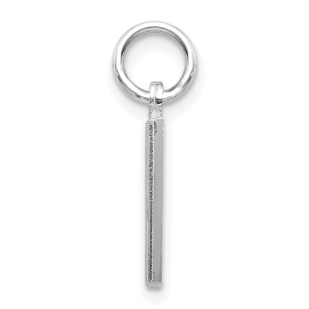 14k White Gold Satin Diamond-cut Letter M Initial Charm Pendant for Women