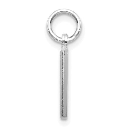14k White Gold Satin Diamond-cut Letter M Initial Charm Pendant for Women