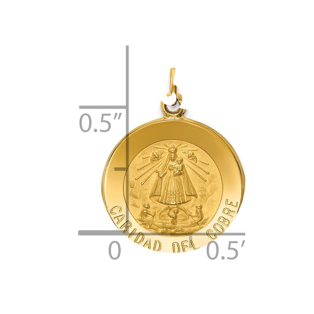 14k Yellow Gold Caridad Del Cobre Medal Pendant for Women