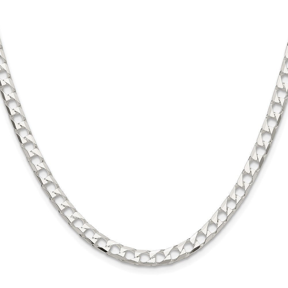 Sterling Silver 5mm Diamond-Cut Square Curb Chain Necklace