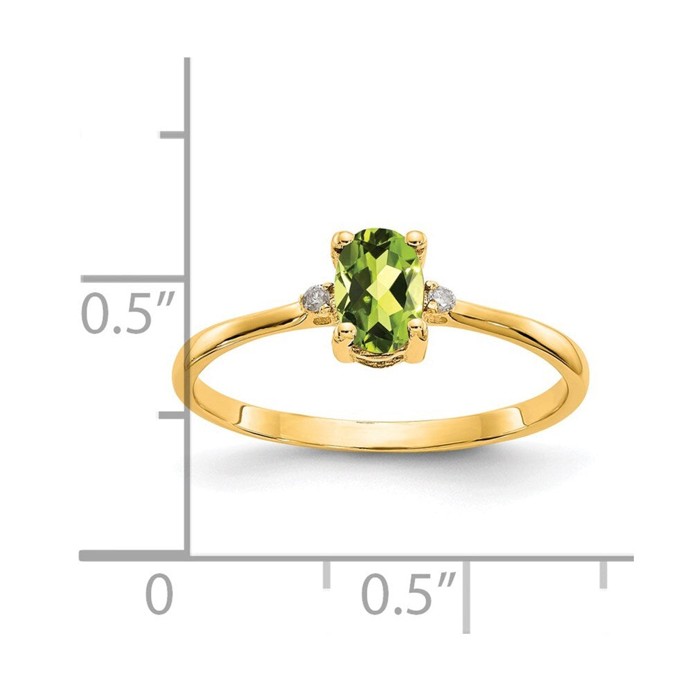 14K Yellow Gold Diamond & Peridot Birthstone Ring