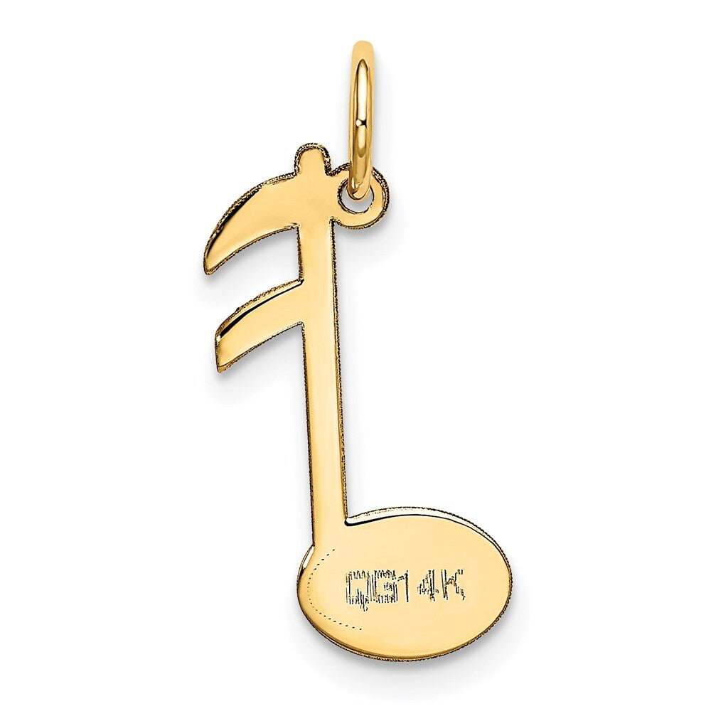 14k Yellow Gold Polished Musical Note Charm Pendant for Women
