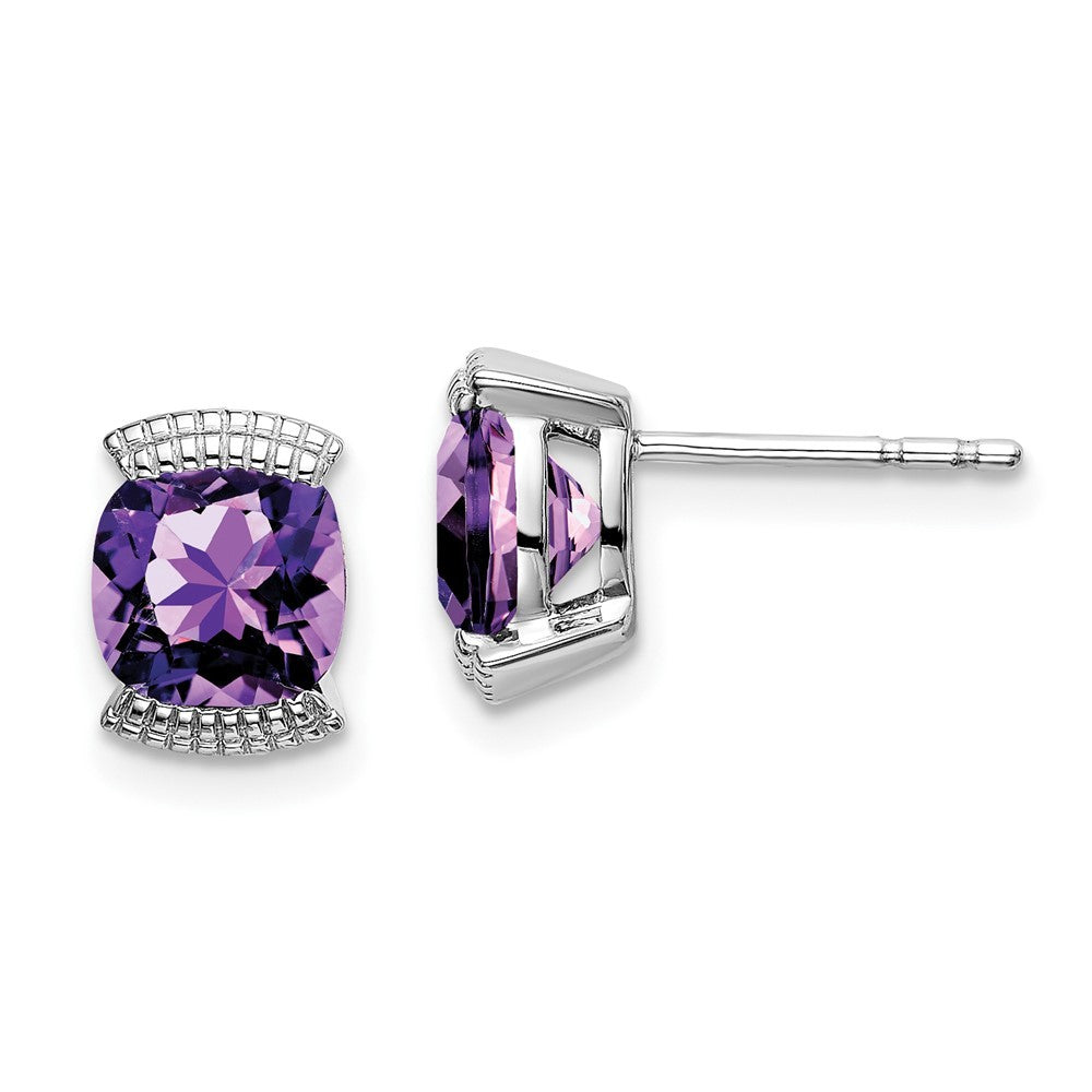 14k White Gold Amethyst Earrings