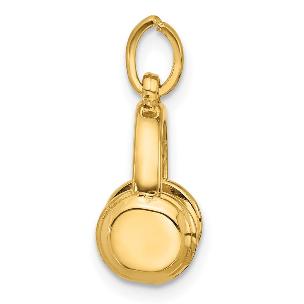 14k Yellow Gold Fancy Headphones Pendant for Women