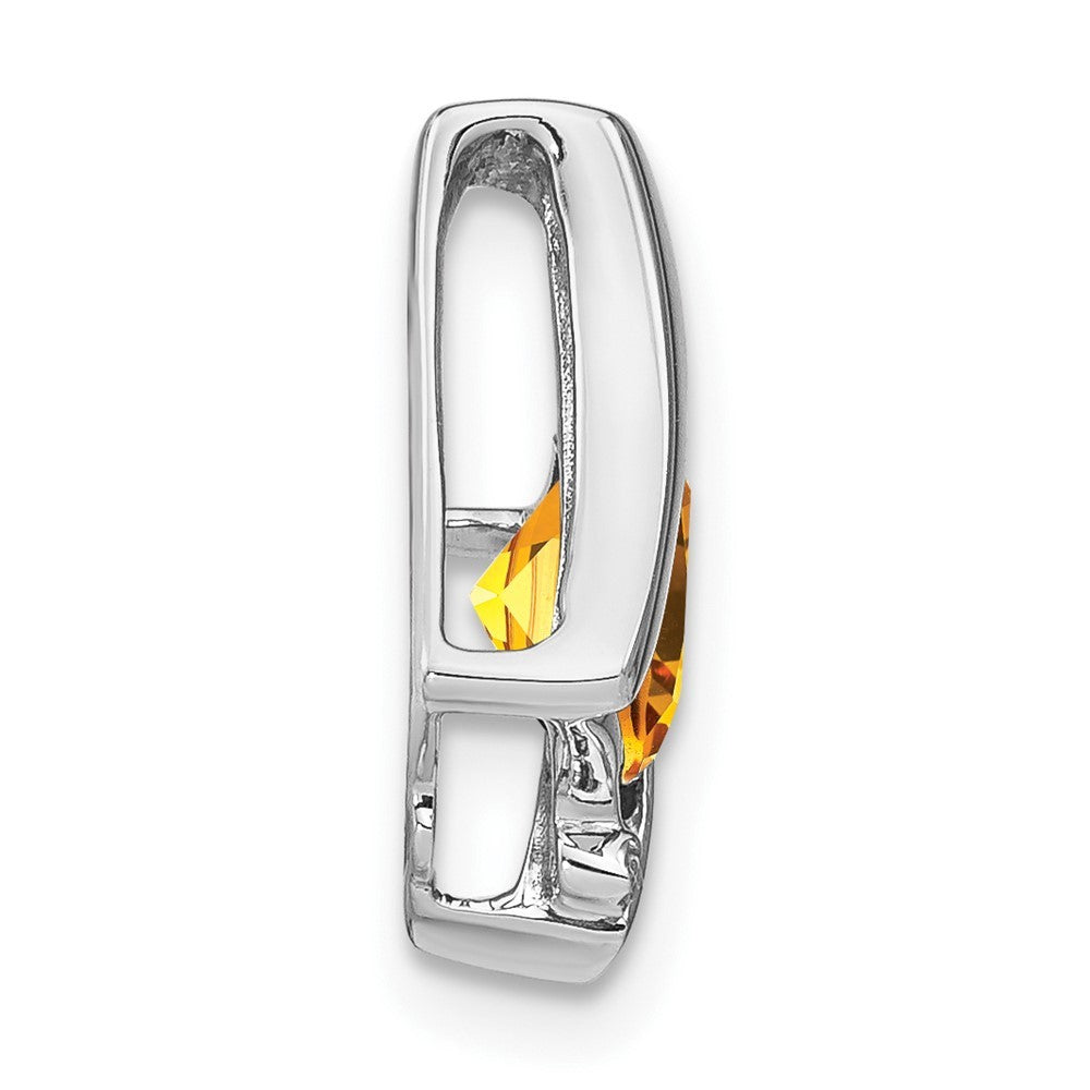 14k White Gold 6mm Cushion Citrine and Diamond Chain Slide