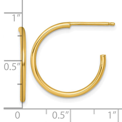14k Yellow Gold Polished 1.5 x 20mm Solid C-Hoop Earrings