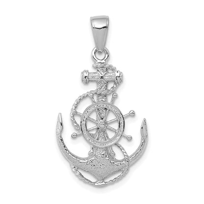 14k White Gold Medium Anchor Wheel Pendant