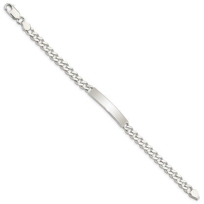 Sterling Silver Polished Engraveable Curb Link ID Bracelet