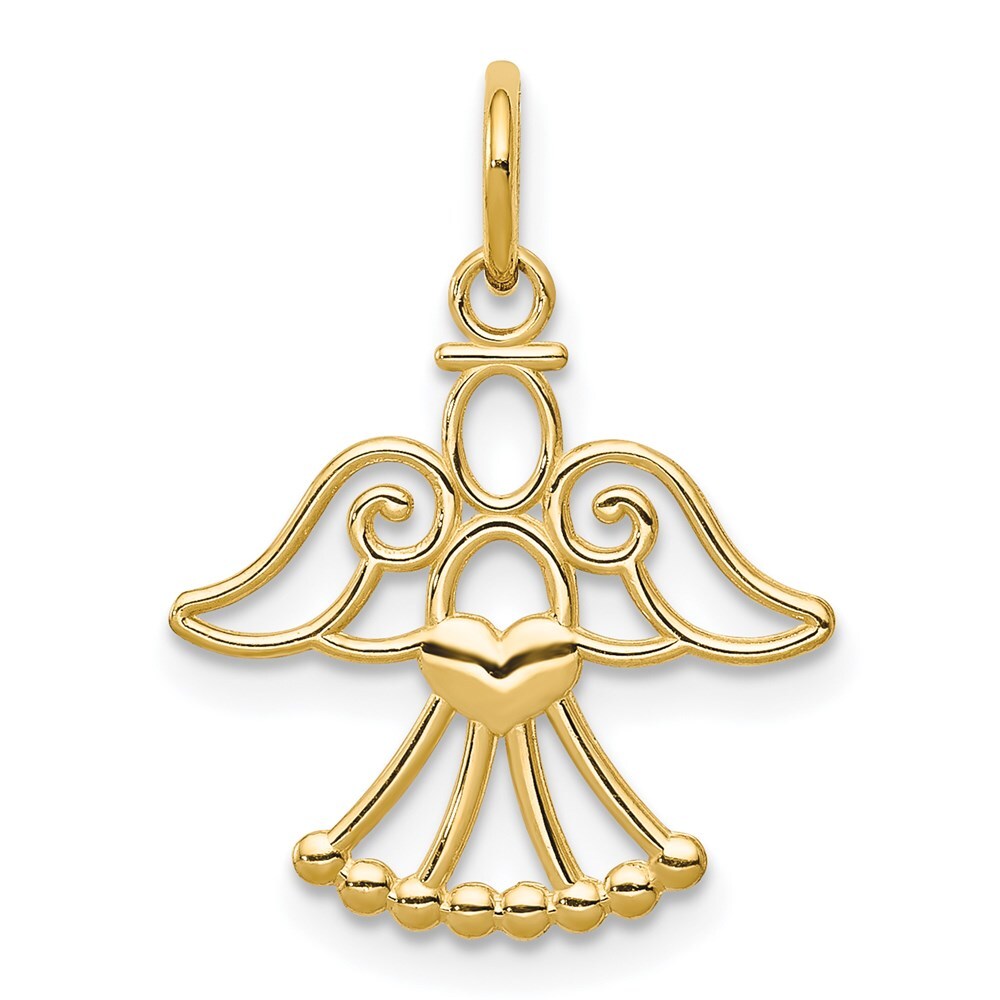 14k Yellow Gold Angel Charm Pendant for Women