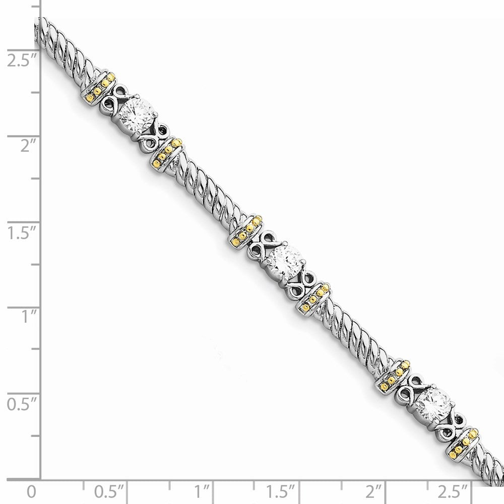 Sterling Silver Rhodium-plated and Vermeil CZ Bracelet