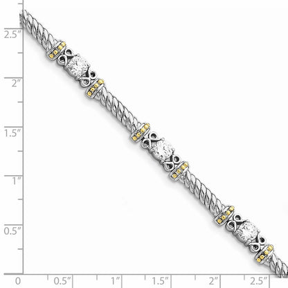 Sterling Silver Rhodium-plated and Vermeil CZ Bracelet