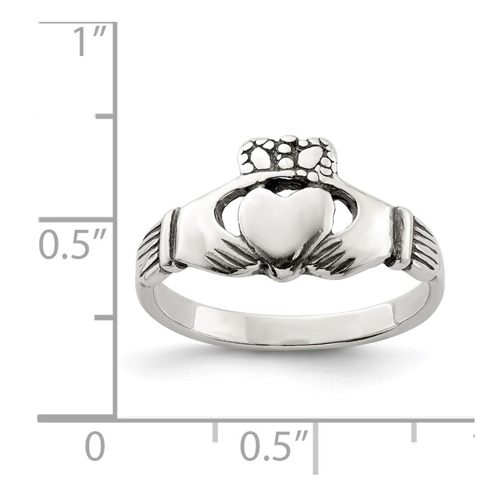 Sterling Silver Antiqued Claddagh Ring Size 8