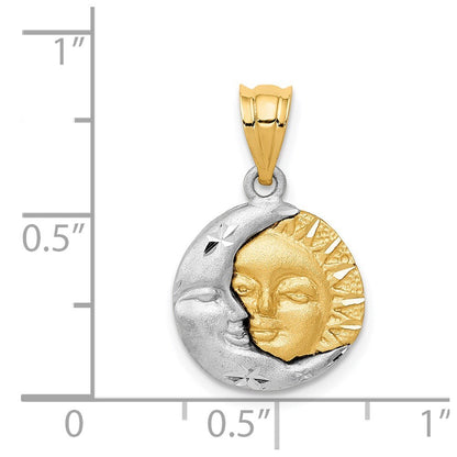 14k Two-tone Gold Sun and Moon Charm Pendant for Women