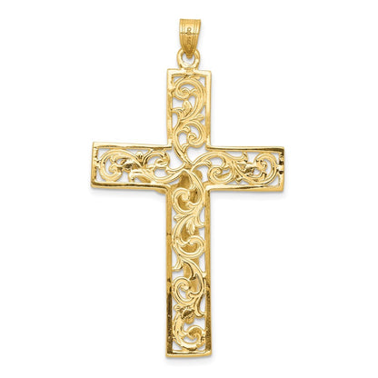 14k Two-Tone Gold Diamond-cut Crucifix Pendant
