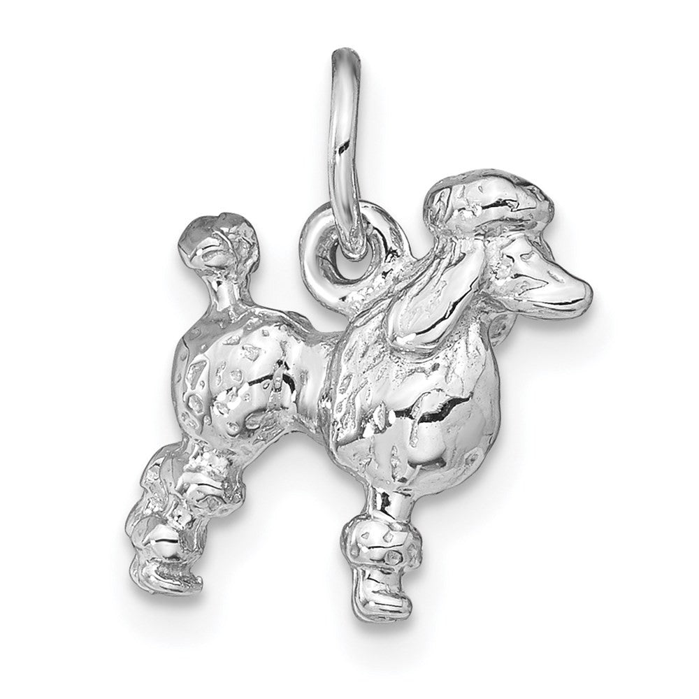 14k White Gold Solid 3-D Poodle Charm Pendant