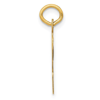 14k Yellow Gold Large Script Letter V Initial Charm Pendant for Women