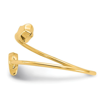 14k Yellow Gold Polished Adjustable Moon and Star Ring