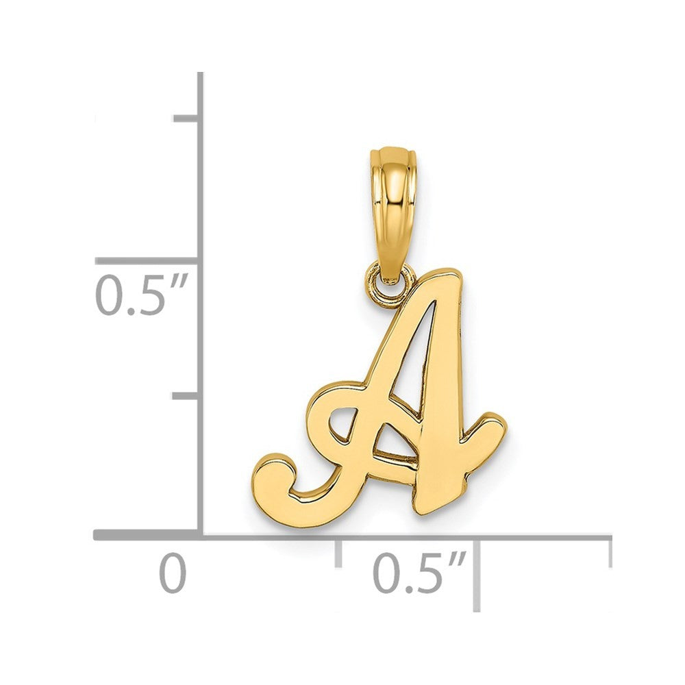 14k Yellow Gold Script Letter A Initial Pendant