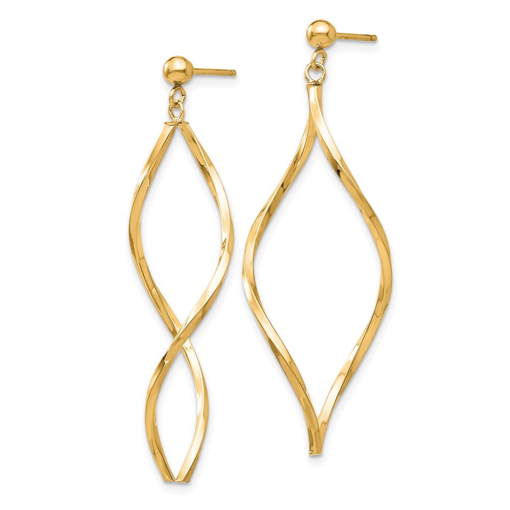 14k Yellow Gold Twisted Dangle Earrings