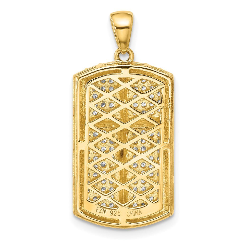 Sterling Silver and Gold-tone Cubic Zirconia Cross Crucifix Pendant