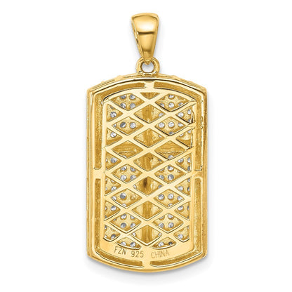 Sterling Silver and Gold-tone Cubic Zirconia Cross Crucifix Pendant