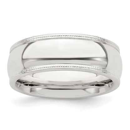 Sterling Silver 7mm Comfort Fit Half Round Milgrain Size 11.5 Band Ring