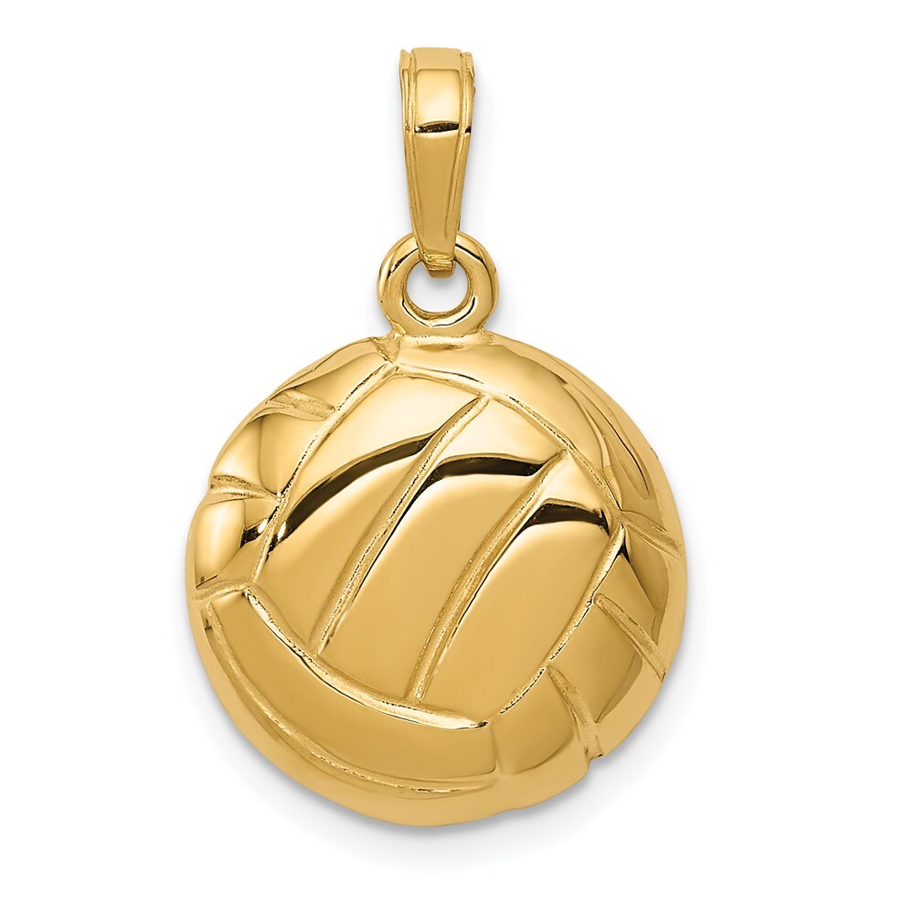 14k Yellow Gold Polished Open-Backed Volleyball Pendant for Women