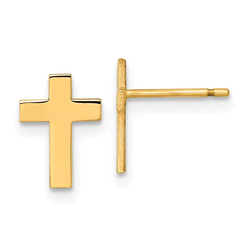 14k Yellow Gold Polished Cross Earrings
