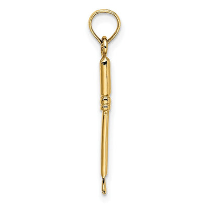 14k Yellow Gold 3-D Weeding Garden Tool Charm Pendant for Women
