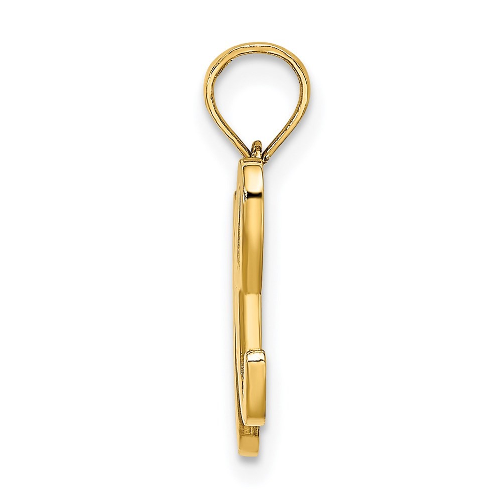 14k Yellow Gold Script Letter H Initial Pendant