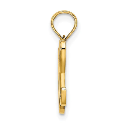 14k Yellow Gold Script Letter H Initial Pendant