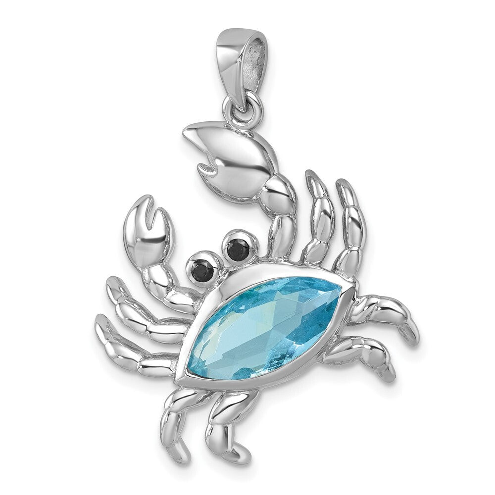 Sterling Silver Rhodium-plated Polished Cubic Zirconia Crab Pendant