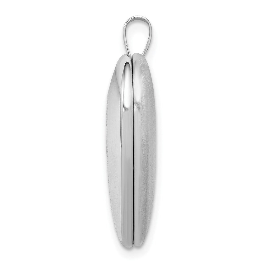 Sterling Silver Rhodium-plated 20mm Satin Polished Cross Heart Locket