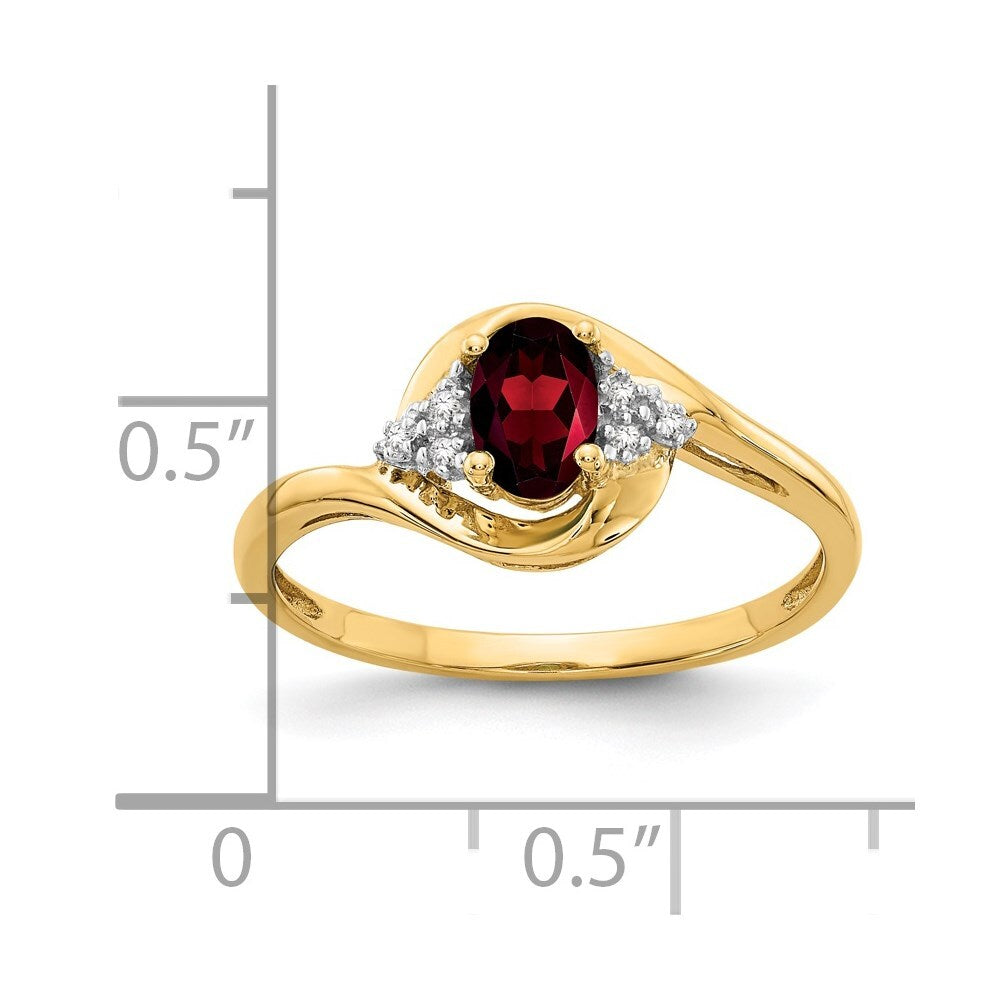 14K Yellow Gold Garnet and Diamond Ring