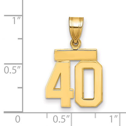 14k Yellow Gold Small Polished Number 40 Charm Pendant for Women