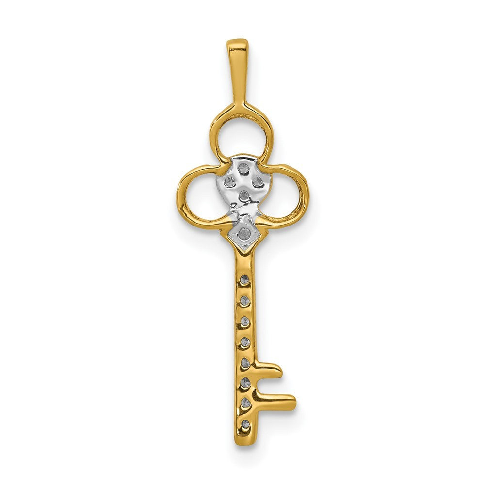 14k Yellow Gold 1/15 carat Diamond Club Key Pendant