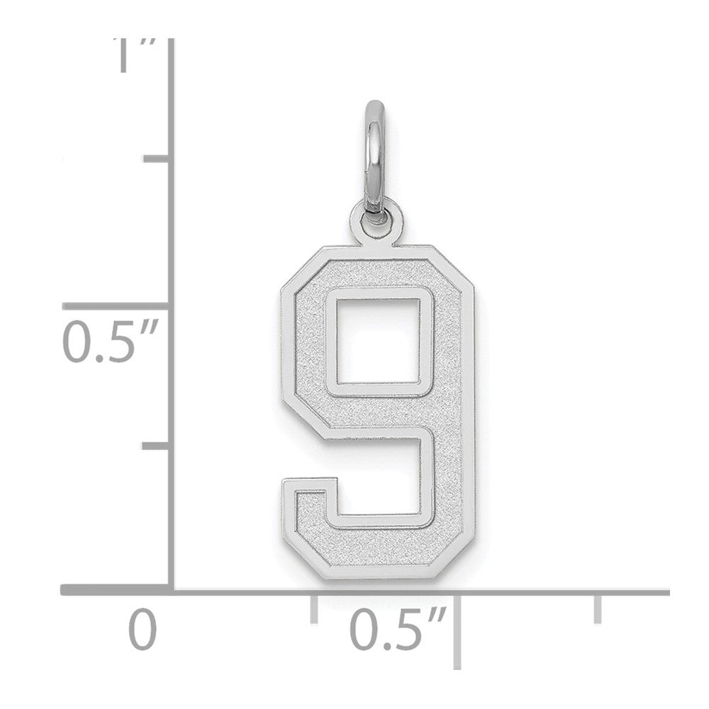 14K White Medium Satin Number 9 Charm