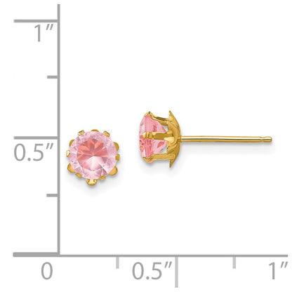 14k Yellow Gold 5mm Cubic Zirconia Birthstone (Oct) Stud Earrings