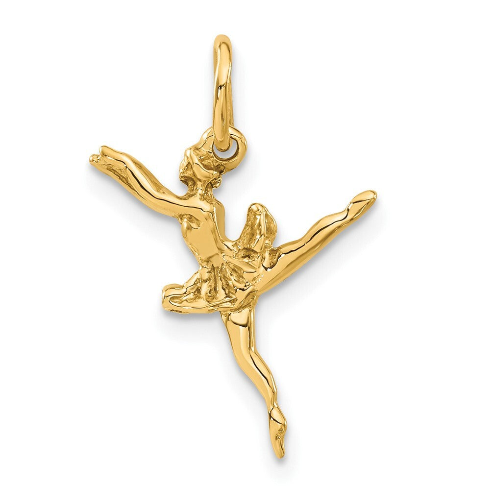 14k Yellow Gold 3D Ballerina Charm Pendant for Women