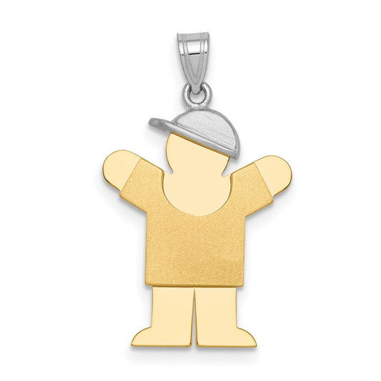 14k Two-Tone Gold Small Boy w Hat on Right Engravable Charm