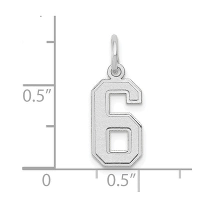 14K White Small Satin Number 6 Charm