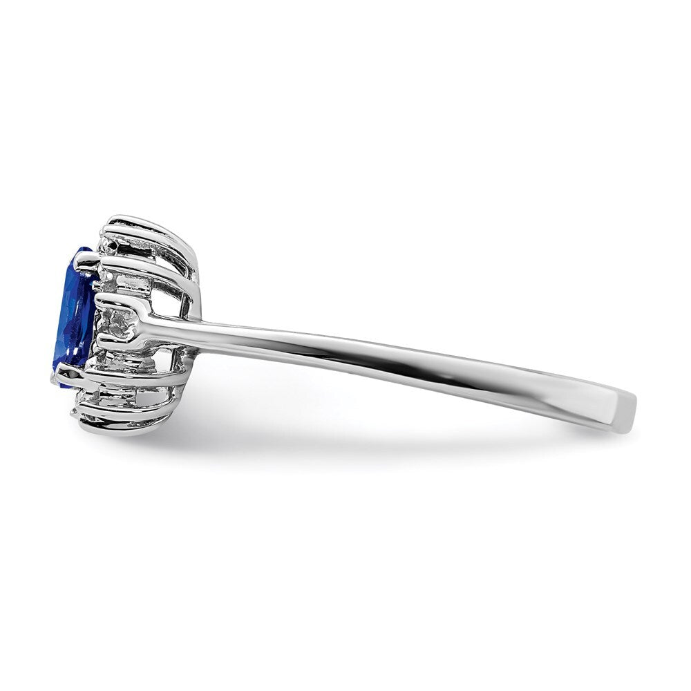 Sterling Silver Rhodium-plated Sapphire Diamond Ring Size 6
