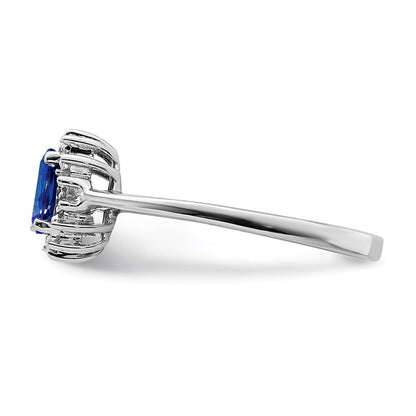 Sterling Silver Rhodium-plated Sapphire Diamond Ring Size 6