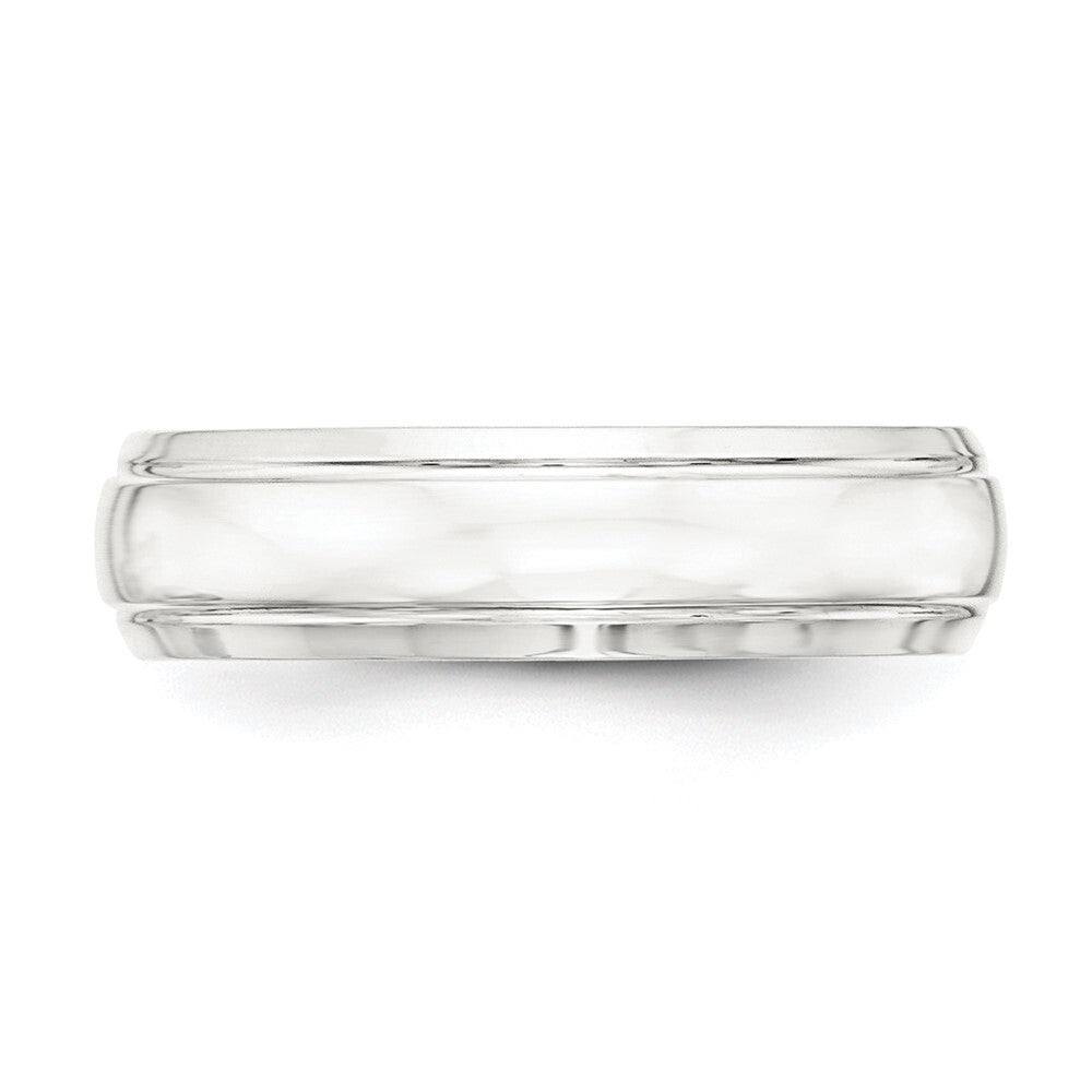 Sterling Silver 6mm Polished Domed with Grooved Beveled Edge Fancy Band Size 8