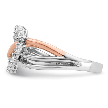 Sterling Silver and Vermeil Polished Cubic Zirconia Heart Ring Size 8