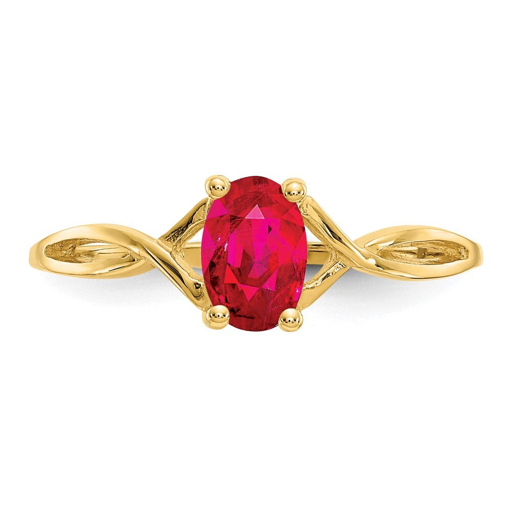 14K Yellow Gold Ruby Birthstone Ring
