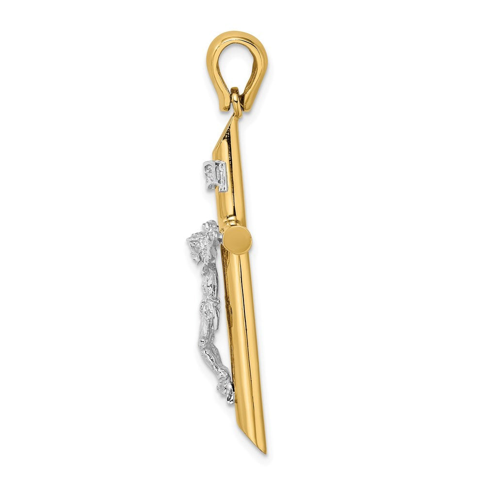 14K Two-Tone Gold Polished Crucifix Charm