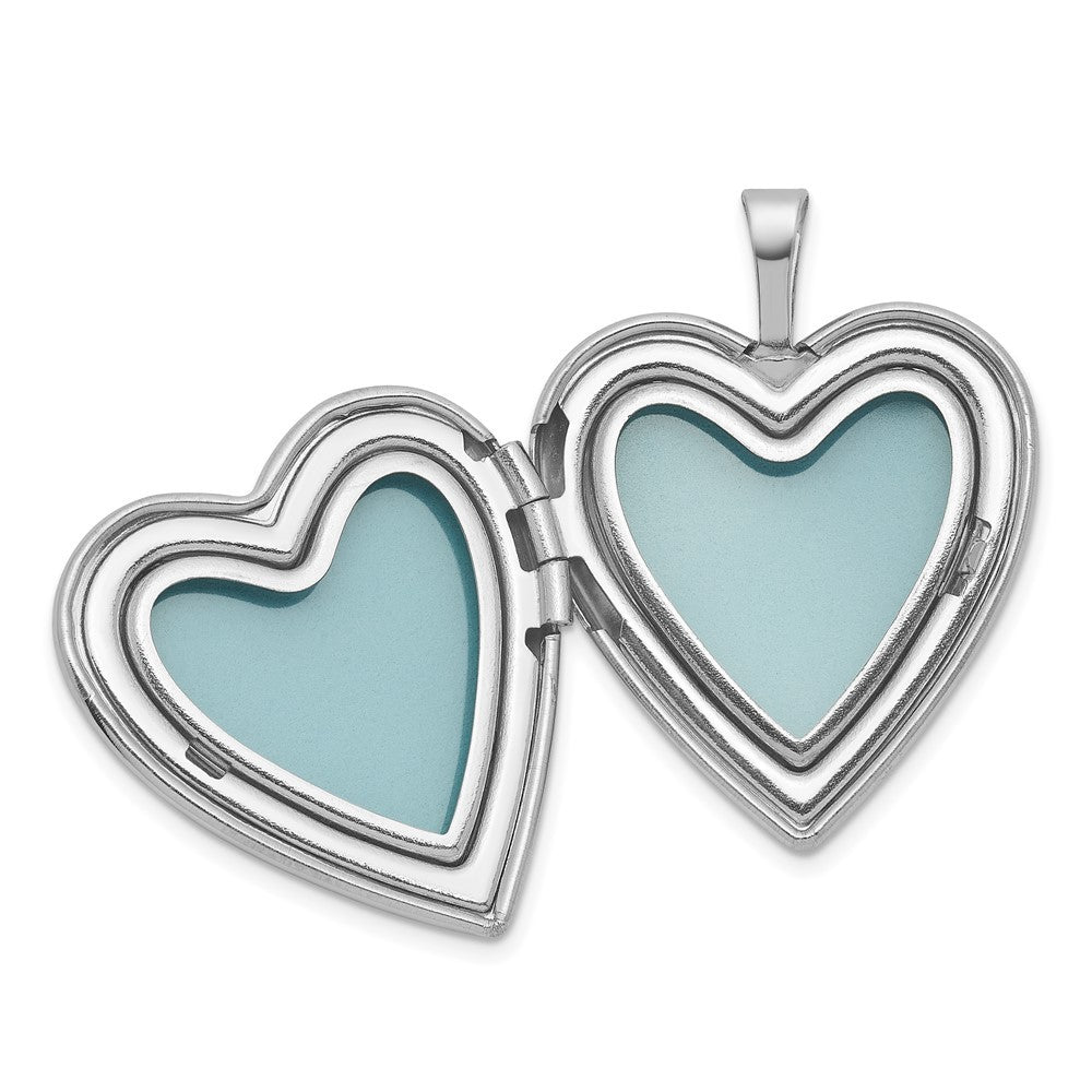 Sterling Silver Brushed And Polished 1/20 Ct Diamond Angel Heart Locket