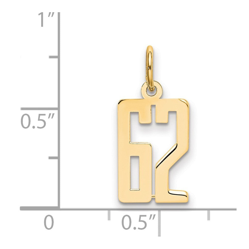 14k Yellow Gold Small Elongated Number 62 Charm Pendant for Women