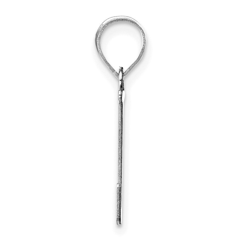 14k White Gold Polished Etched Letter J Initial Pendant for Women